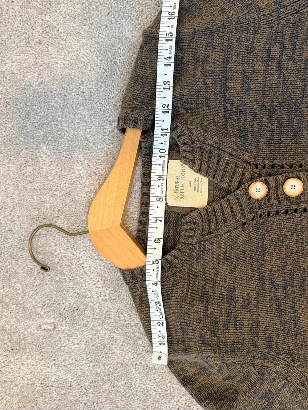 Brown & Gray Marled 100% Cotton Henley Sweater Pullover Boho Cottagecore Cozy - Picture 10 of 11